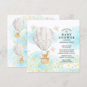 Baby djur Luftballong Ride Baby Shower Inbjudningar