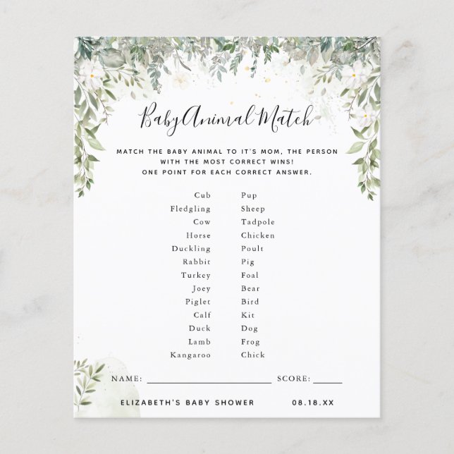 Baby djur Match | Barnstödsspel (Framsida)