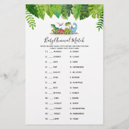 Baby djur Match Dinosaur Baby Shower-spel