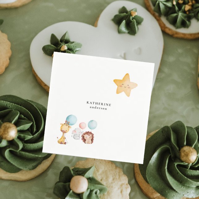 Baby djur med ballonger för spädbarn pappersservett (Skapare uppladdad)