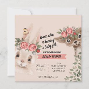 Baby djur med blomsterinbjudan inbjudningar