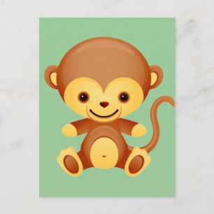 baby djur Monkey Vykort