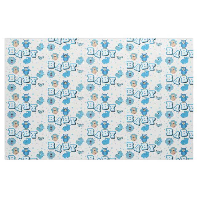 Baby djur Mönster| Blå Polka dots Tyg (Fat Quarter)