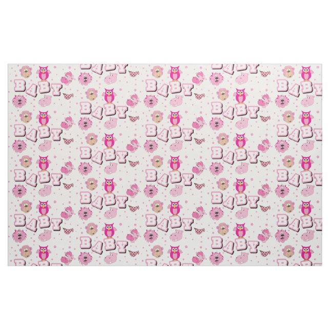 Baby djur Mönster| Rosa Polka dots Tyg (Fat Quarter)