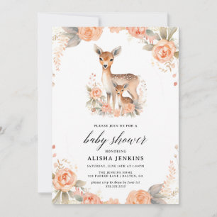 Baby djur och blommor Babykläder Inbjudningar