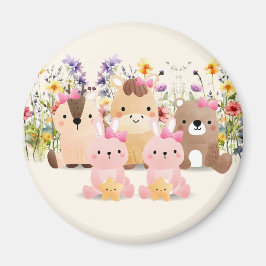 Baby djur och vildblomsfält Magnet