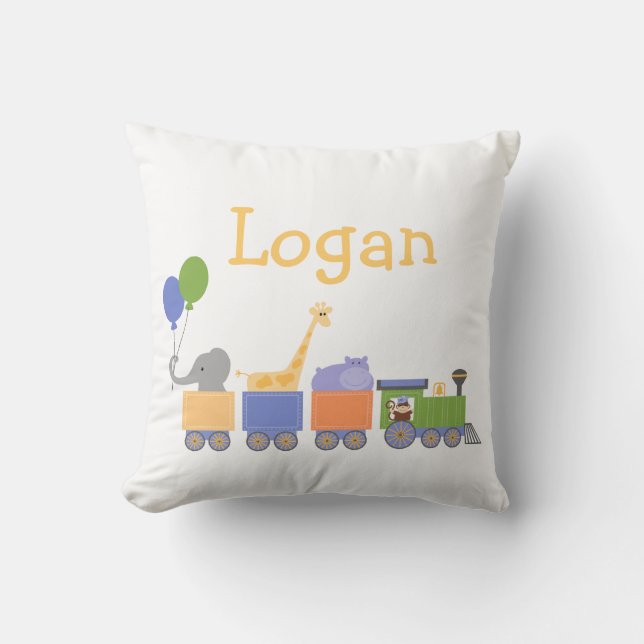 Baby djur på ett tåg kudder kudde (Framsida)