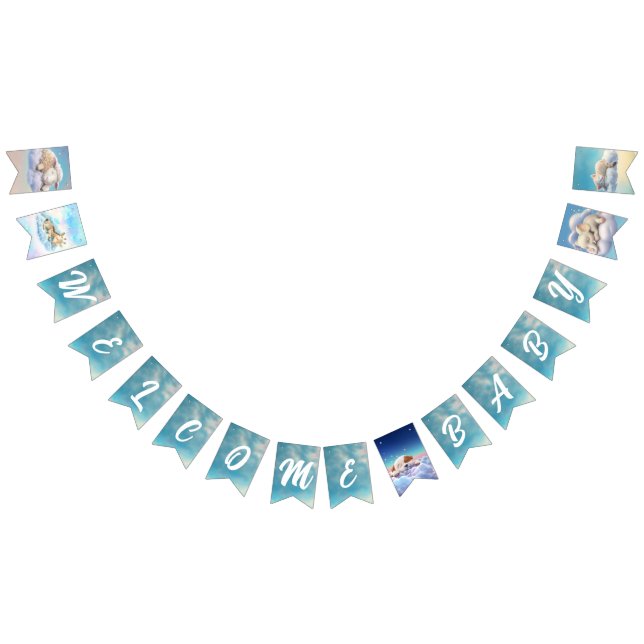 Baby djur på moln Välkommen Baby Vimplar (Alla)