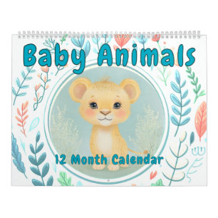 Baby djur Pastel Färg Shower Nursery Room Kalender
