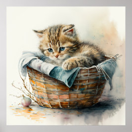 Baby djur Prints for Nursery, Cute Cat poster