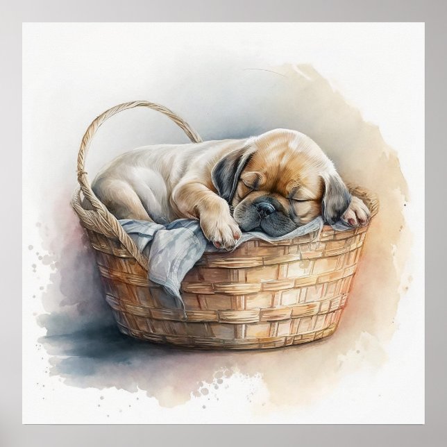 Baby djur Prints for Nursery, Cute Hund poster (Framsidan)