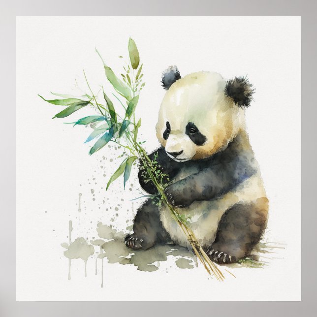 Baby djur Prints for Nursery, Cute Panda poster (Framsidan)