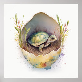 Baby djur Prints for Nursery, Cute Turtle poster