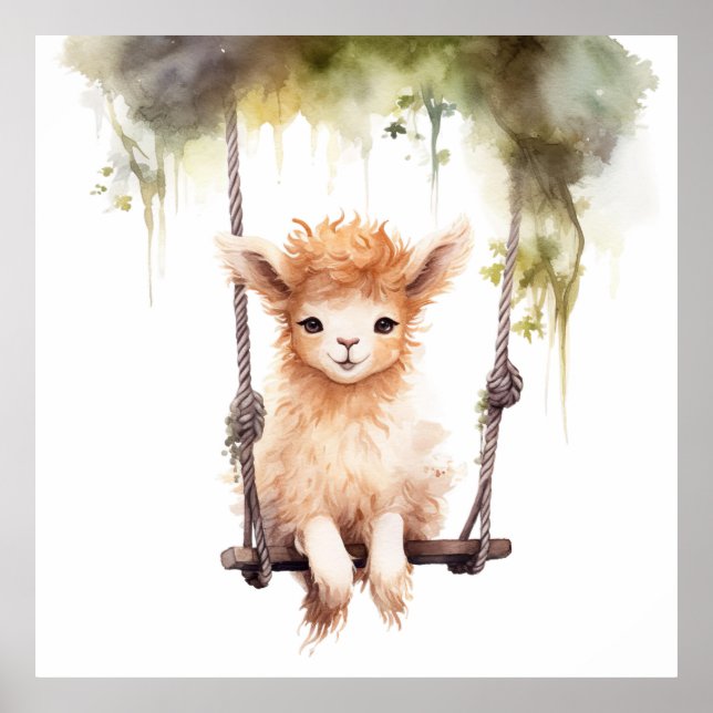 Baby djur Prints for Nursery, Safari poster (Framsidan)