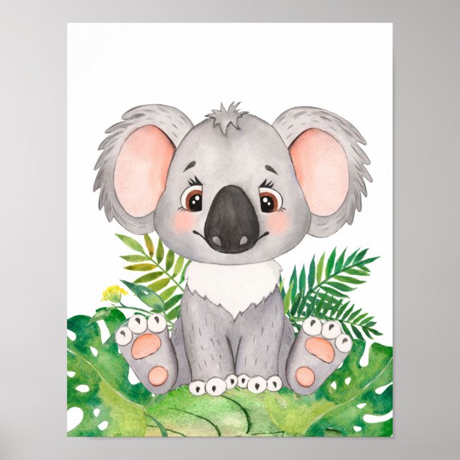 Baby djur Prints for Nursery, Safari poster (Framsidan)