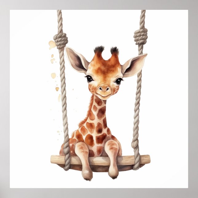 Baby djur Prints for Nursery, Safari poster (Framsidan)