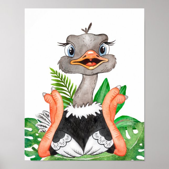 Baby djur Prints for Nursery, Safari poster (Framsidan)