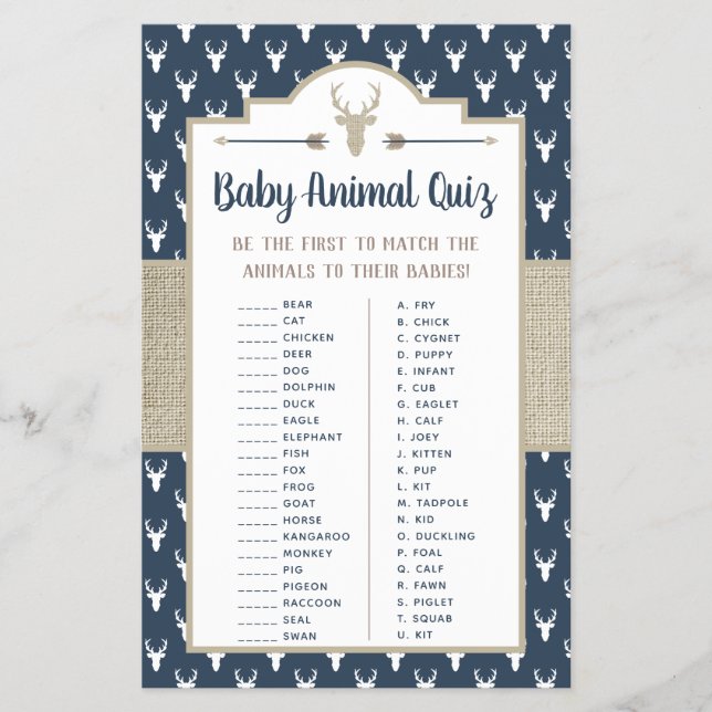 Baby djur Quiz, Woodland Hjort Flygblad (Framsidan)
