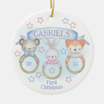 Baby djur Rattles Baby Första julen