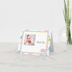 Baby djur Rosa Elephant Tack Kort