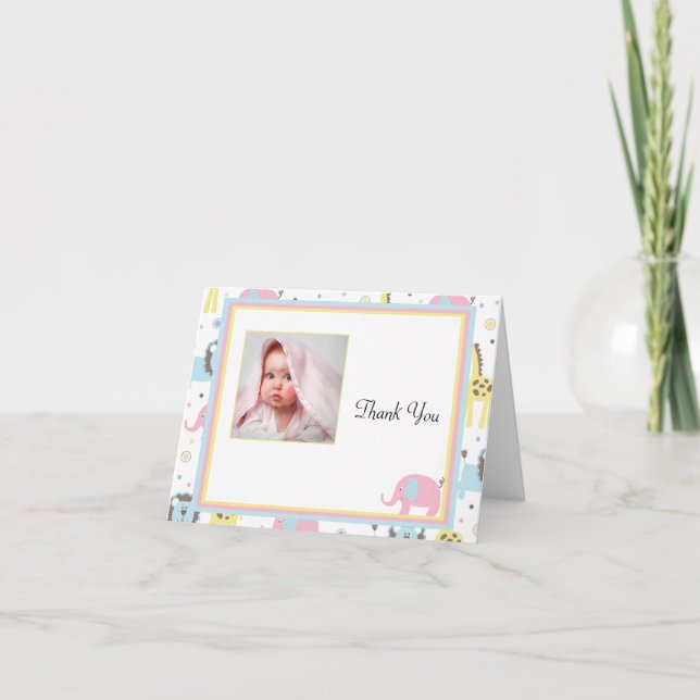 Baby djur Rosa Elephant Tack Kort (Framsida)