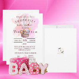 Baby djur Safari in Rosa Luftballong Inbjudningar