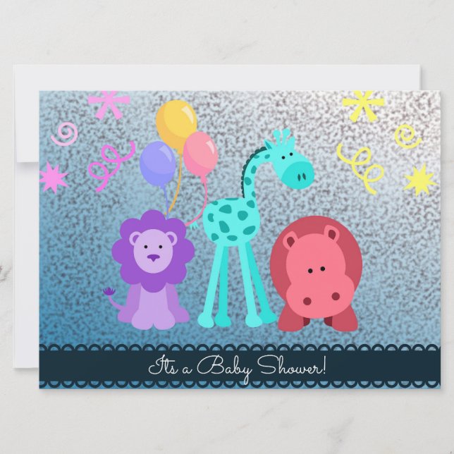 Baby djur Shower Inbjudan (Framsida)