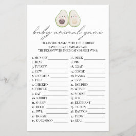 Baby djur-spel Avocado Heliga Guacamole Shower Flygblad
