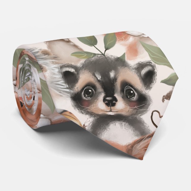 Baby djur utan sjölösa Mönster Slips (Rullad)
