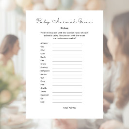 Baby Djurspelet för Baby Shower med Svar Brevhuvud