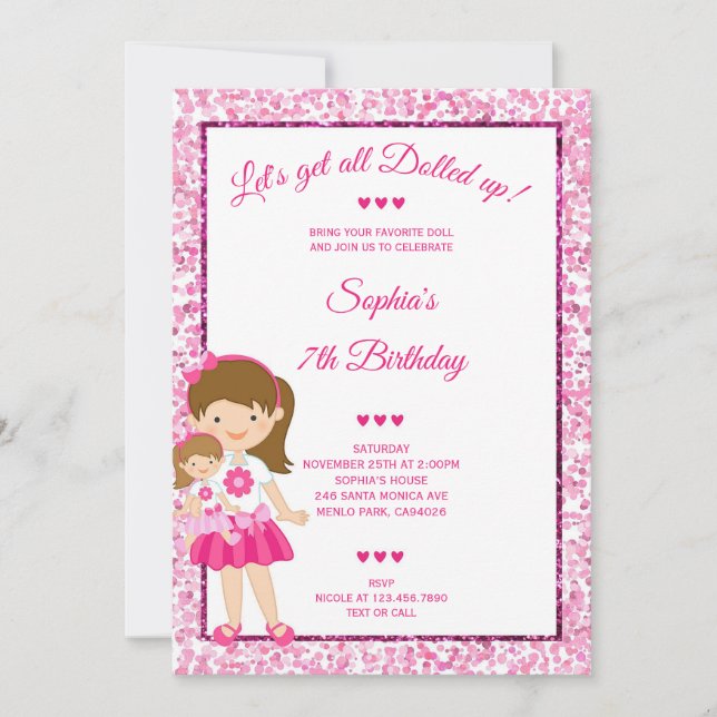 Baby Doll Party-födelsedag i alla åldrar Inbjudningar (Framsida)