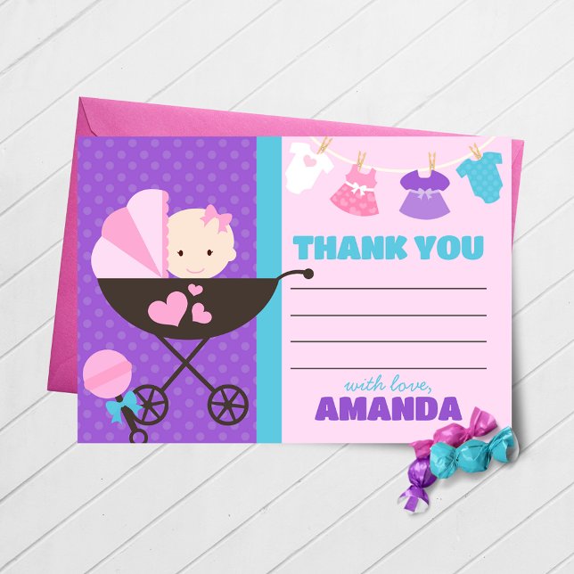 Baby Doll, tack för kuvert Kort (Baby Doll Birthday Thank You Cards)