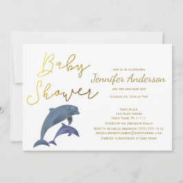 Baby Dolphin Boy eller Girl Baby Shower Inbjudningar