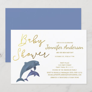 Baby Dolphin Boy eller Girl Baby Shower Inbjudningar