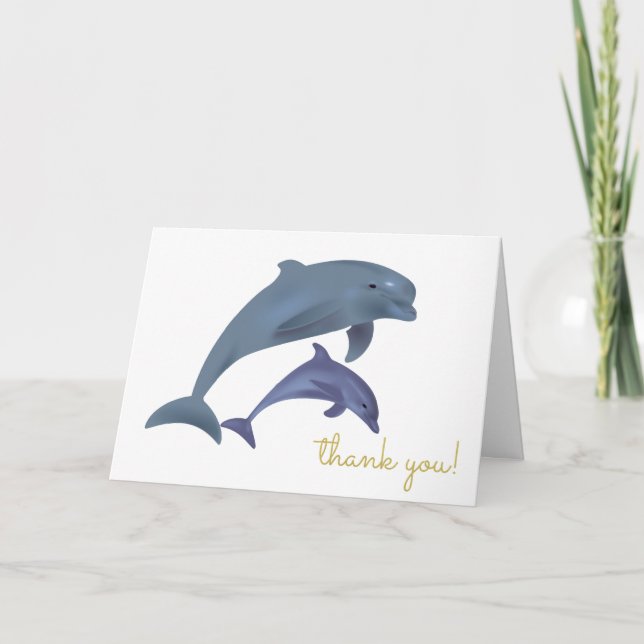 Baby Dolphin Boy eller Girl Baby Shower Tack Kort (Framsida)