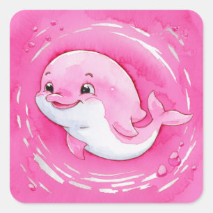Baby Dolphin Fyrkantigt Klistermärke