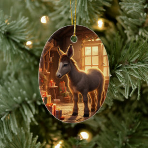 Baby Donkey Family Ornament, donkey Älskare Gifts Julgransprydnad Keramik