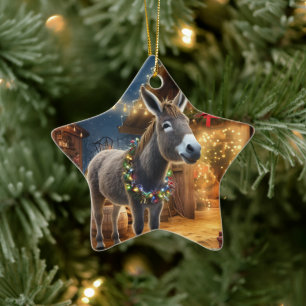 Baby Donkey Family Ornament, donkey Älskare Gifts Julgransprydnad Keramik