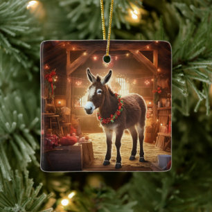 Baby Donkey Family Ornament, donkey Älskare Gifts Julgransprydnad Keramik
