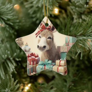Baby Donkey Family Ornament, donkey Älskare Gifts Julgransprydnad Keramik