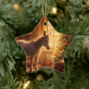 Baby Donkey Family Ornament, donkey Älskare Gifts Julgransprydnad Keramik