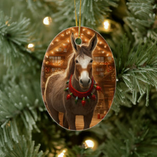 Baby Donkey Family Ornament, donkey Älskare Gifts Julgransprydnad Keramik