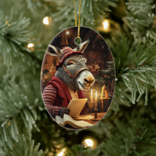 Baby Donkey Family Ornament, donkey Älskare Gifts Julgransprydnad Keramik