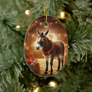 Baby Donkey Family Ornament, donkey Älskare Gifts Julgransprydnad Keramik