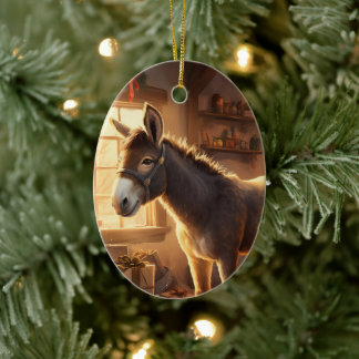 Baby Donkey Family Ornament, donkey Älskare Gifts Julgransprydnad Keramik