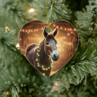 Baby Donkey Family Ornament, donkey Älskare Gifts Julgransprydnad Keramik