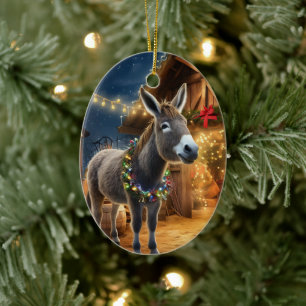 Baby Donkey Family Ornament, donkey Älskare Gifts Julgransprydnad Keramik