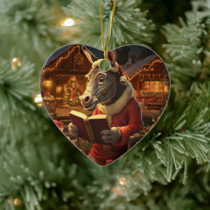 Baby Donkey Family Ornament, donkey Älskare Gifts Julgransprydnad Keramik