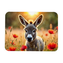 Baby donkey, fredliga rödpoppor fält magnet