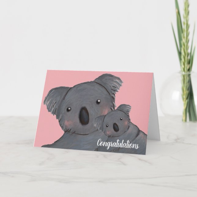 Baby Dotter grattis koala rosa Kort (Framsida)
